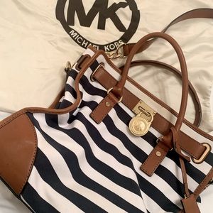 Large Striped Michael Kors Hamilton Bag